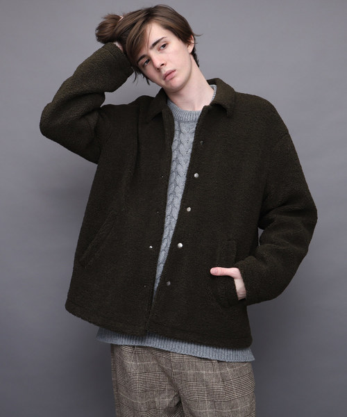 EMMA CLOTHES（エマクローズ）の「オーバーサイズボアコーチジャケット（その他アウター・メンズ・ブラック/ベージュ/オリーブ/ブルー・M/L）」の4枚目の写真