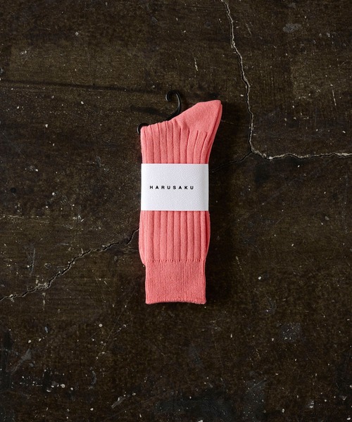 HARUSAKU（ハルサク）の「HARUSAKU  Mens  PLAIN RIB SOCKS:ハルサク メンズ プレーン リブソックス（ソックス/靴下・メンズ・ブラック/ライトグレー/チャコールグレー/ホワイト/オートミール/レッド/マスタード/キャメル/ミント/ナチュラル/ブラウン/ブルー/ダークグレー/グリーン/ダークブルー/パープル/オレンジ/コーラルピンク・M/L/XL/S）」の16枚目の写真
