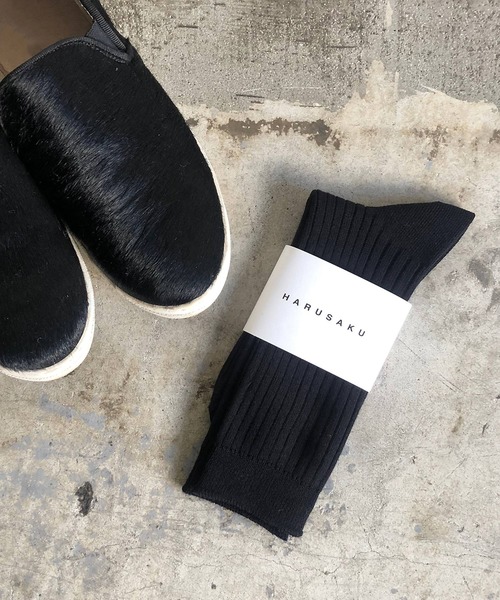 HARUSAKU(ハルサク)の「HARUSAKU Mens PLAIN RIB SOCKS:ハルサク メンズ プレーン リブソックス(ソックス/靴下・メンズ・ブラック/ライトグレー/チャコールグレー/ホワイト/オートミール/レッド/マスタード/キャメル/ミント/ナチュラル/ブラウン/ブルー/ダークグレー/グリーン・M/L/XL/S)」の19枚目の写真
