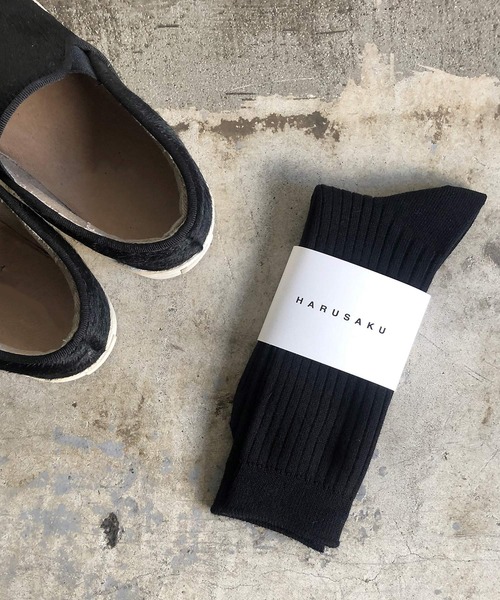 HARUSAKU(ハルサク)の「HARUSAKU Mens PLAIN RIB SOCKS:ハルサク メンズ プレーン リブソックス(ソックス/靴下・メンズ・ブラック/ライトグレー/チャコールグレー/ホワイト/オートミール/レッド/マスタード/キャメル/ミント/ナチュラル/ブラウン/ブルー/ダークグレー/グリーン・M/L/XL/S)」の20枚目の写真