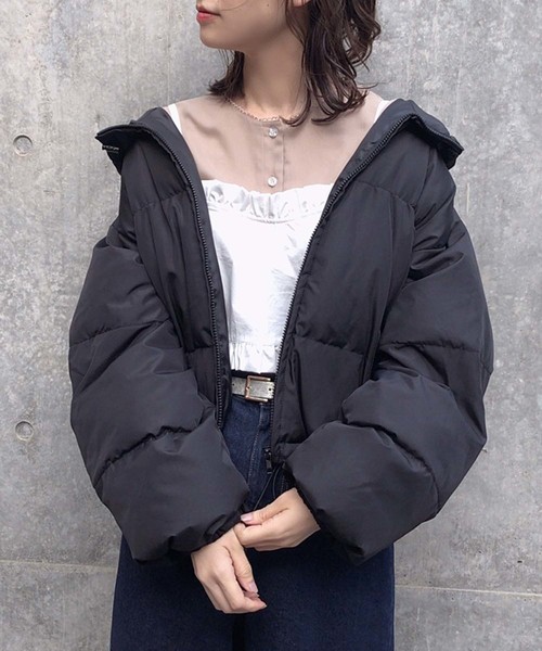 one after another NICE CLAUP（ワンアフターアナザーナイスクラップ）の「エコダウンジャケット（ダウンジャケット/コート・レディース・ブラック/ベージュ/カーキ・FREE）」の2枚目の写真