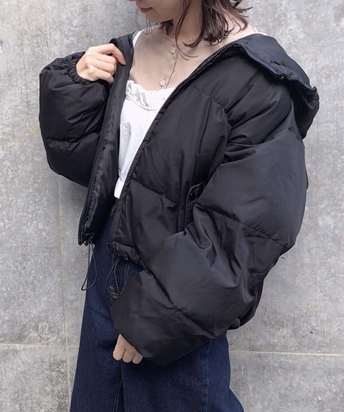 one after another NICE CLAUP（ワンアフターアナザーナイスクラップ）の「エコダウンジャケット（ダウンジャケット/コート・レディース・ブラック/ベージュ/カーキ・FREE）」の4枚目の写真