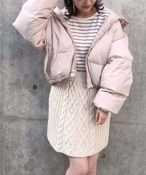 one after another NICE CLAUP（ワンアフターアナザーナイスクラップ）の「エコダウンジャケット（ダウンジャケット/コート・レディース・ブラック/ベージュ/カーキ・FREE）」の13枚目の写真