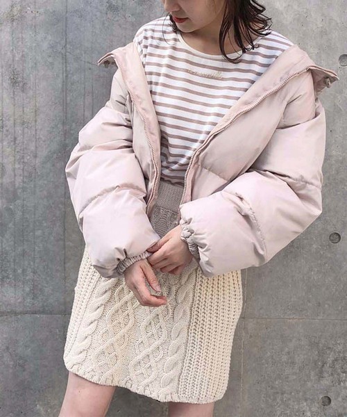 one after another NICE CLAUP（ワンアフターアナザーナイスクラップ）の「エコダウンジャケット（ダウンジャケット/コート・レディース・ブラック/ベージュ/カーキ・FREE）」の14枚目の写真