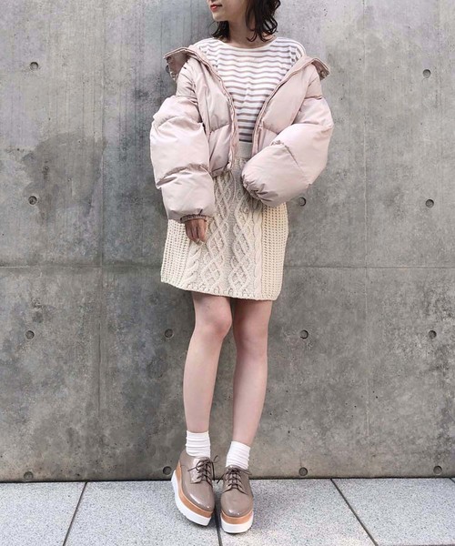 one after another NICE CLAUP（ワンアフターアナザーナイスクラップ）の「エコダウンジャケット（ダウンジャケット/コート・レディース・ブラック/ベージュ/カーキ・FREE）」の8枚目の写真