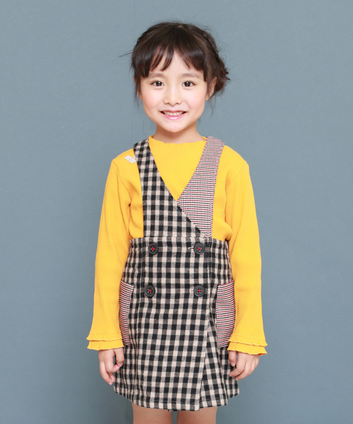 RAGMART(ラグマート)の「ジャンパースカート 格子柄(ジャンパースカート・キッズ・ベージュ/マスタード・110cm/100cm/120cm/130cm)」の2枚目の写真