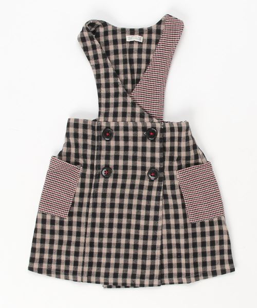 RAGMART(ラグマート)の「ジャンパースカート 格子柄(ジャンパースカート・キッズ・ベージュ/マスタード・110cm/100cm/120cm/130cm)」の4枚目の写真