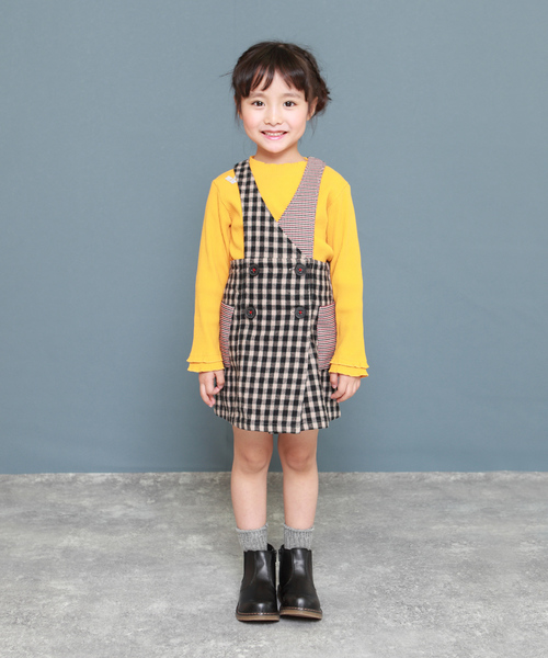 RAGMART(ラグマート)の「ジャンパースカート 格子柄(ジャンパースカート・キッズ・ベージュ/マスタード・110cm/100cm/120cm/130cm)」の6枚目の写真