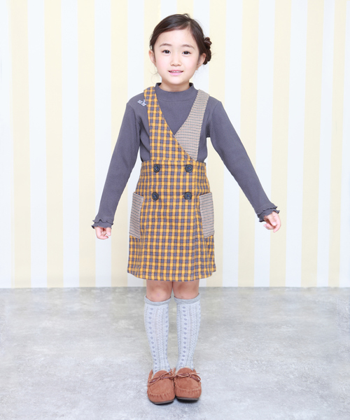 RAGMART(ラグマート)の「ジャンパースカート 格子柄(ジャンパースカート・キッズ・ベージュ/マスタード・110cm/100cm/120cm/130cm)」の9枚目の写真
