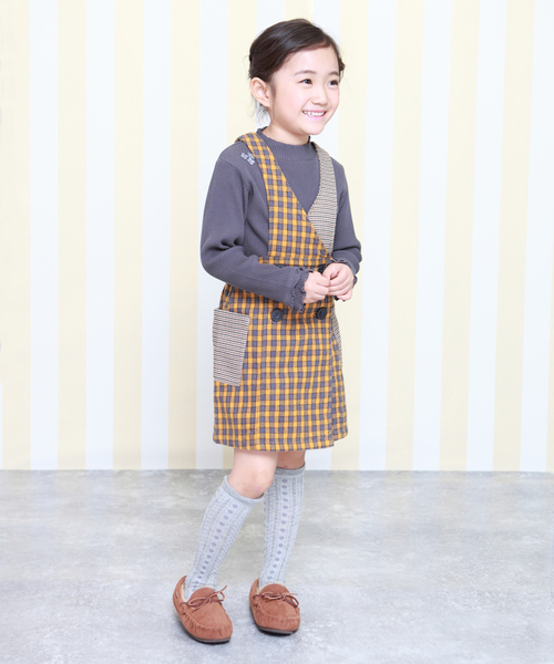 RAGMART(ラグマート)の「ジャンパースカート 格子柄(ジャンパースカート・キッズ・ベージュ/マスタード・110cm/100cm/120cm/130cm)」の12枚目の写真