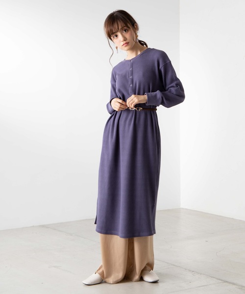 WEGO(ウィゴー)の「WEGO/ヘンリーワッフルワンピース(ワンピース・レディース・パープル/ベージュ・FREE)」の9枚目の写真