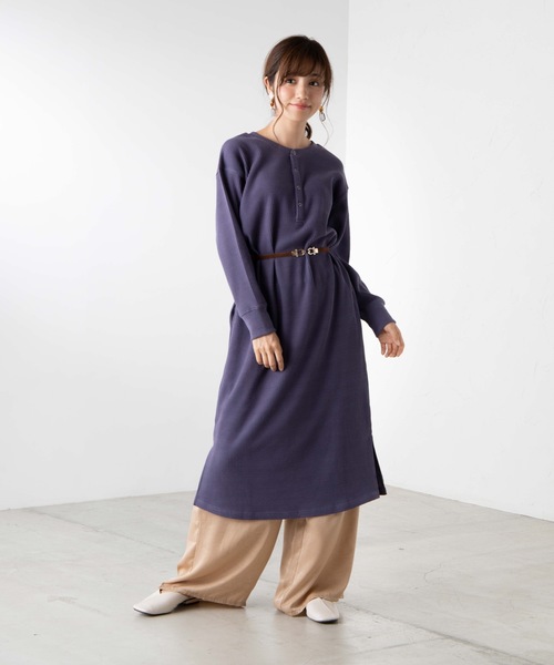 WEGO(ウィゴー)の「WEGO/ヘンリーワッフルワンピース(ワンピース・レディース・パープル/ベージュ・FREE)」の10枚目の写真