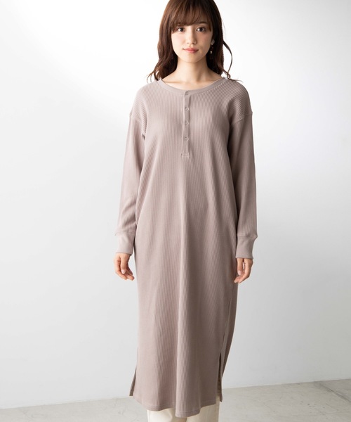 WEGO(ウィゴー)の「WEGO/ヘンリーワッフルワンピース(ワンピース・レディース・パープル/ベージュ・FREE)」の11枚目の写真