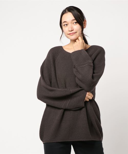 DouDou（ドゥドゥ）の「畦ゆるプルオーバー（ニット/セーター・レディース・ベージュ/ブラウン・FREE）」の2枚目の写真