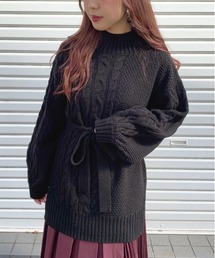 ケーブル切り替えベルト付きニット【ZOZOTOWN限定アイテム】