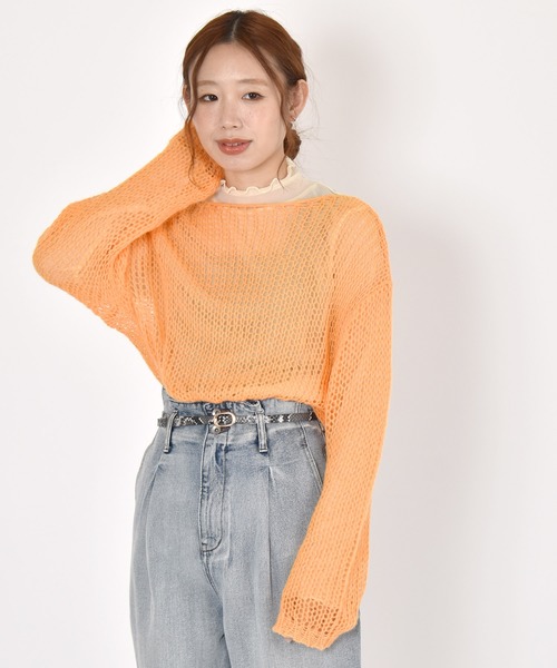 セール Closet W Closet ダブルクローゼット のファッション ニット セーター モヘア混 シアープルオーバー ニット セーター W 今日の超目玉 の