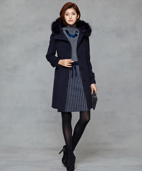 iCB ダウンライナー付きモッズコート フード付き　ネイビー iCB 紺色 フード付き コート iCB ダウンライナー付きモッズコート