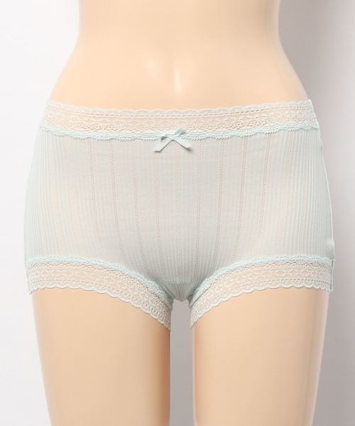 KID BLUE（キッドブルー）の「【綿100%】キッドブルー -コットンメッシュ＆フライス -ショートカルソン -KIOF126 -kidblue（ショーツ・レディース・ミント/アイボリー・L/M）」の2枚目の写真