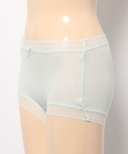 KID BLUE（キッドブルー）の「【綿100%】キッドブルー -コットンメッシュ＆フライス -ショートカルソン -KIOF126 -kidblue（ショーツ・レディース・ミント/アイボリー・L/M）」の4枚目の写真