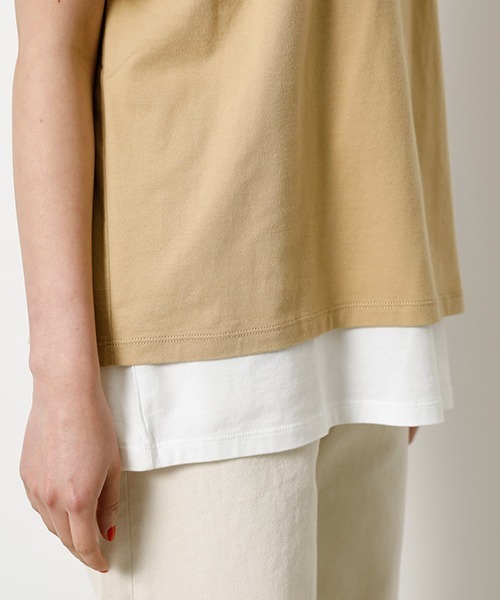 AZUL by moussy（アズールバイマウジー）の「LAYERING RIBBON TOPS/レイヤリングリボントップス（Tシャツ/カットソー・レディース・ブラック/ベージュ/オレンジ/カーキ・SMALL/MEDIUM）」の21枚目の写真