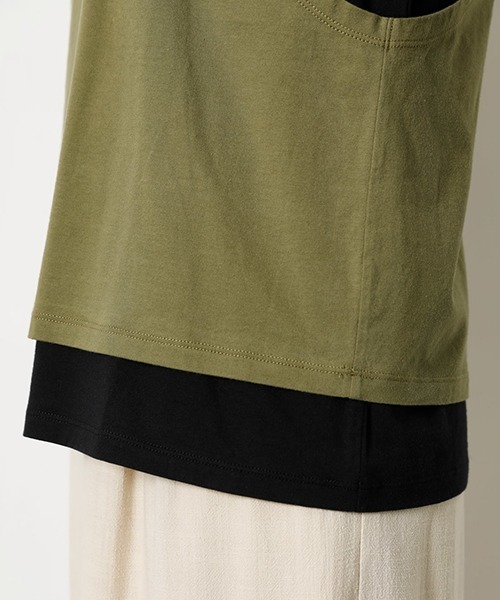 AZUL by moussy（アズールバイマウジー）の「LAYERING RIBBON TOPS/レイヤリングリボントップス（Tシャツ/カットソー・レディース・ブラック/ベージュ/オレンジ/カーキ・SMALL/MEDIUM）」の5枚目の写真