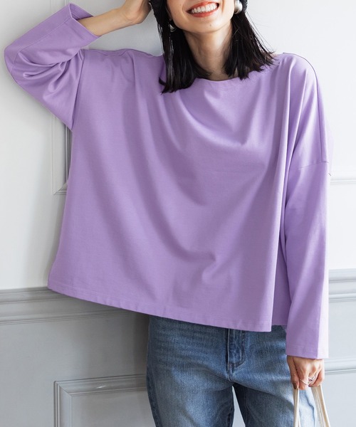 coca（coca）（コカ）の「＼新色登場／ドロップショルダープルオーバー（Tシャツ/カットソー・レディース・ブラック/ホワイト/パープル/イエロー・ONE SIZE/M/L）」の3枚目の写真