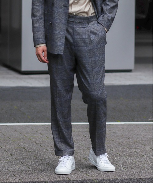 EDIFICE(エディフィス)の「メランジチェック 1プリーツ パンツ【セットアップ着用可能】(その他パンツ・メンズ・ネイビー/グレー・SMALL/MEDIUM/LARGE/X-LARGE)」の2枚目の写真