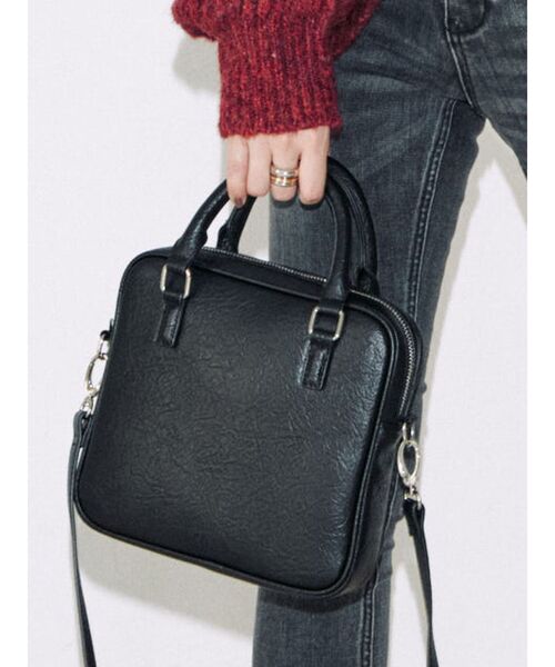 EMODA（エモダ）の「ミニマルスクエアバッグ（ハンドバッグ・レディース・ブラック/ブラウン・FREE）」の2枚目の写真