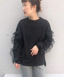 PICCIN | 袖チュールフリルカットソー(Tシャツ/カットソー)