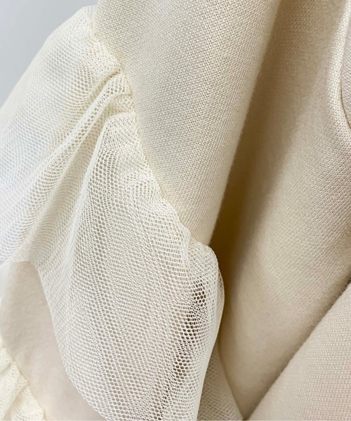 PICCIN（ピッチン）の「【WEB限定】袖チュールフリルカットソー（Tシャツ/カットソー・レディース・クリーム/ブラック/アイボリー・M/L）」の6枚目の写真