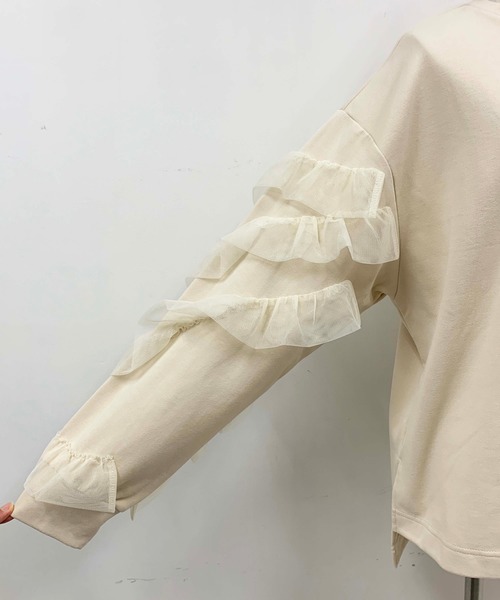 PICCIN（ピッチン）の「【WEB限定】袖チュールフリルカットソー（Tシャツ/カットソー・レディース・クリーム/ブラック/アイボリー・M/L）」の8枚目の写真