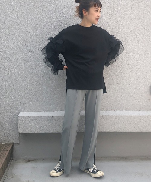 PICCIN（ピッチン）の「【WEB限定】袖チュールフリルカットソー（Tシャツ/カットソー・レディース・クリーム/ブラック/アイボリー・M/L）」の16枚目の写真