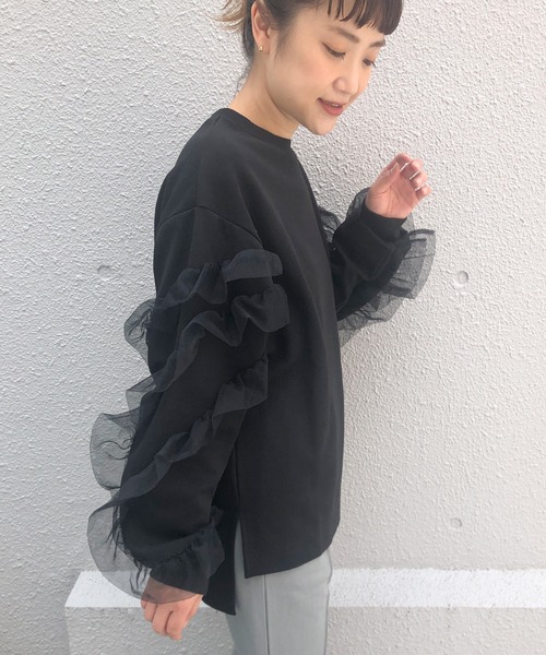 PICCIN（ピッチン）の「【WEB限定】袖チュールフリルカットソー（Tシャツ/カットソー・レディース・クリーム/ブラック/アイボリー・M/L）」の22枚目の写真