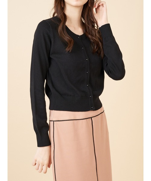 ROYAL PARTY(ロイヤルパーティー)の「コンパクトニットカーディガン(カーディガン/ボレロ・レディース・オフホワイト/ピンク/ブラック/マルチ/ブラック×ホワイト/ドット・FREE)」の2枚目の写真