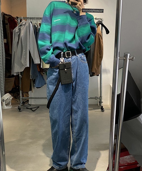 MASONPRINCE ニット MASONPRINCE セーター ニット オーバーサイズポロネックボーダー