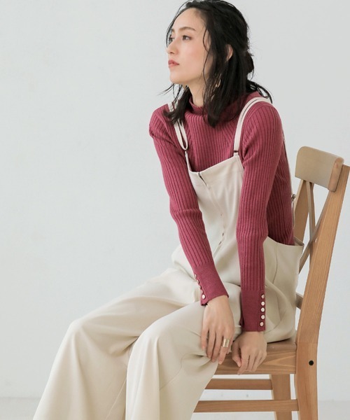 Bou Jeloud（ブージュルード）の「ヒートハイネック袖釦プルオーバー（ニット/セーター・レディース・ブラック/グレー/ピンク/イエロー/ブルー/アイボリー・FREE）」の20枚目の写真