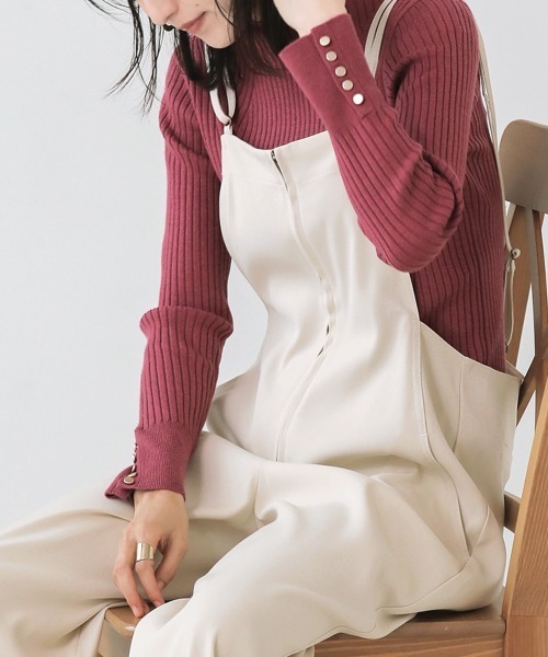 Bou Jeloud（ブージュルード）の「ヒートハイネック袖釦プルオーバー（ニット/セーター・レディース・ブラック/グレー/ピンク/イエロー/ブルー/アイボリー・FREE）」の19枚目の写真