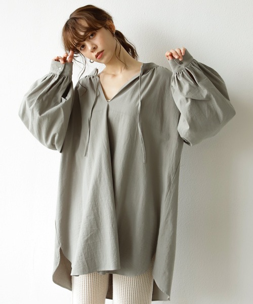 Auntie Rosa Holiday（アンティローザホリデー）の「スキッパー2WAYボリュームチュニック（チュニック・レディース・グレー/ブラック/ホワイト・FREE）」の11枚目の写真