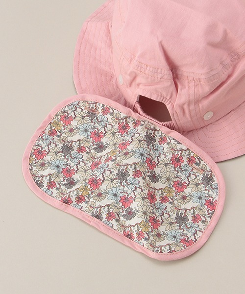 Love&Peace&Money（ラブアンドピースアンドマネー）の「シャンブレー小花柄日よけハット（ハット・キッズ・オフホワイト/ピンク・XS(48-52)/52-56cm）」の7枚目の写真