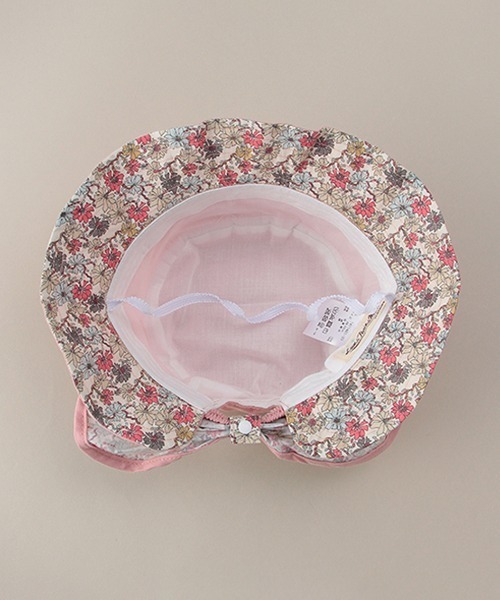 Love&Peace&Money（ラブアンドピースアンドマネー）の「シャンブレー小花柄日よけハット（ハット・キッズ・オフホワイト/ピンク・XS(48-52)/52-56cm）」の9枚目の写真