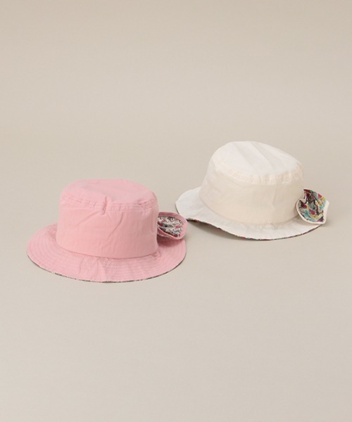 Love&Peace&Money（ラブアンドピースアンドマネー）の「シャンブレー小花柄日よけハット（ハット・キッズ・オフホワイト/ピンク・XS(48-52)/52-56cm）」の10枚目の写真