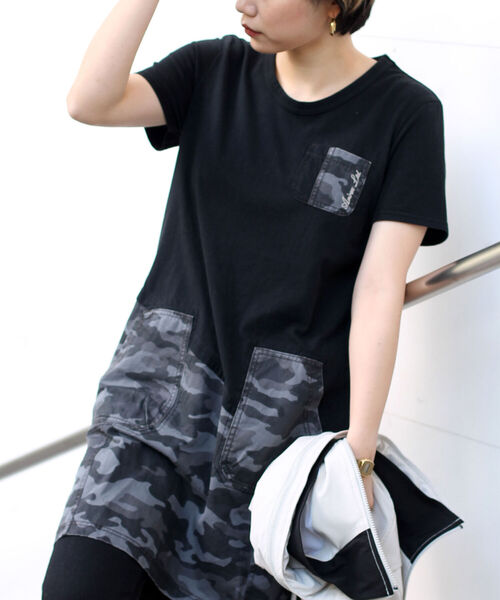 AVIREX（アヴィレックス）の「【直営店限定】コットンウーヴン コントラストパネルドレス/ COTTON WOVEN CONTRAST PANEL DRESS（ワンピース・レディース・ブラック/チャコールグレー/オリーブ・SMALL/MEDIUM/LARGE）」の19枚目の写真