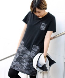 AVIREX | 【直営店限定】コットンウーヴン コントラストパネルドレス/ COTTON WOVEN CONTRAST PANEL DRESS(ワンピース)