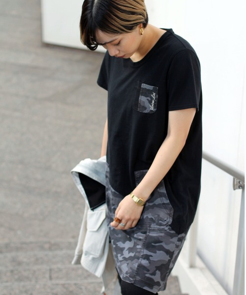 AVIREX（アヴィレックス）の「【直営店限定】コットンウーヴン コントラストパネルドレス/ COTTON WOVEN CONTRAST PANEL DRESS（ワンピース・レディース・ブラック/チャコールグレー/オリーブ・SMALL/MEDIUM/LARGE）」の7枚目の写真