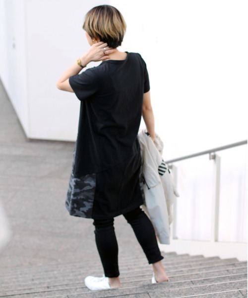 AVIREX（アヴィレックス）の「【直営店限定】コットンウーヴン コントラストパネルドレス/ COTTON WOVEN CONTRAST PANEL DRESS（ワンピース・レディース・ブラック/チャコールグレー/オリーブ・SMALL/MEDIUM/LARGE）」の11枚目の写真