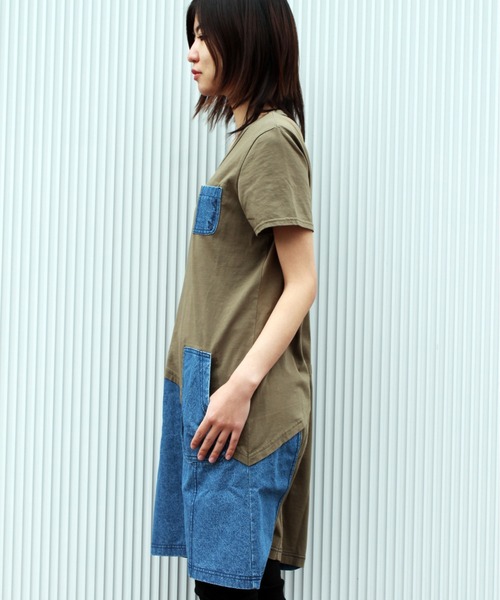 AVIREX（アヴィレックス）の「【直営店限定】コットンウーヴン コントラストパネルドレス/ COTTON WOVEN CONTRAST PANEL DRESS（ワンピース・レディース・ブラック/チャコールグレー/オリーブ・SMALL/MEDIUM/LARGE）」の4枚目の写真