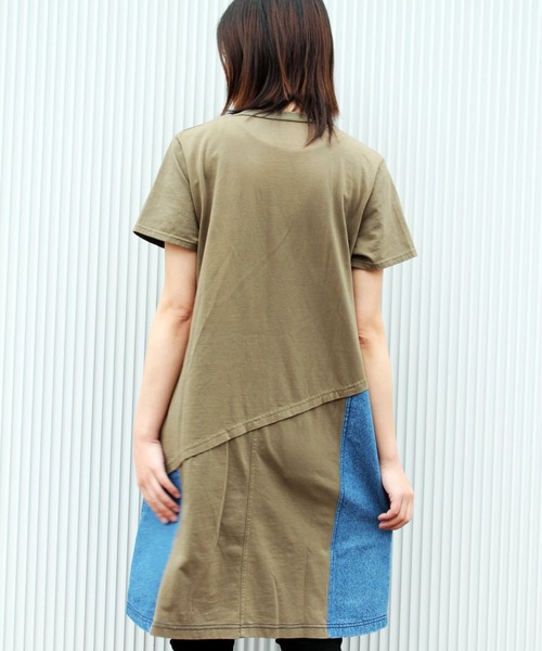 AVIREX（アヴィレックス）の「【直営店限定】コットンウーヴン コントラストパネルドレス/ COTTON WOVEN CONTRAST PANEL DRESS（ワンピース・レディース・ブラック/チャコールグレー/オリーブ・SMALL/MEDIUM/LARGE）」の5枚目の写真