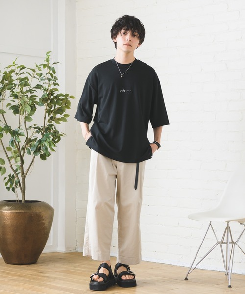 Alpinus(アルピナス)の「Alpinus - logo embroidery loose drape cut and sew / ロゴ刺繍ルーズドレープカットソー(Tシャツ/カットソー・メンズ・ホワイト/ブラック・SMALL/MEDIUM)」の8枚目の写真
