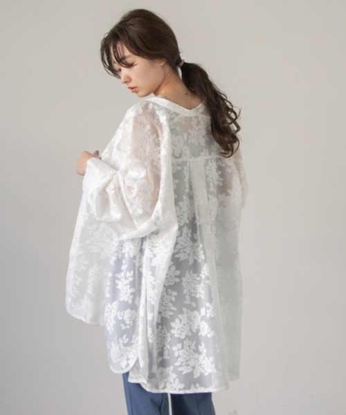 Kastane（カスタネ）の「ジャガード透けBIGシャツ（シャツ/ブラウス・レディース・オフホワイト/グリーン/イエロー・FREE）」の11枚目の写真