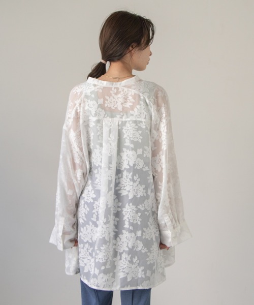 Kastane（カスタネ）の「ジャガード透けBIGシャツ（シャツ/ブラウス・レディース・オフホワイト/グリーン/イエロー・FREE）」の8枚目の写真